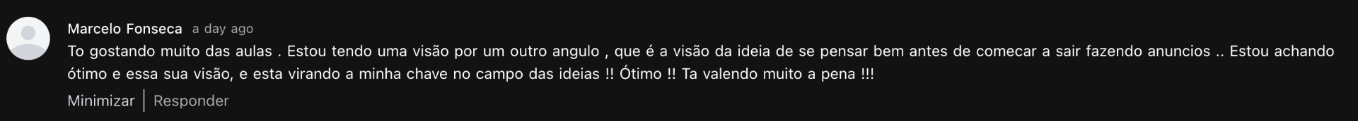 Comentário de aluno Marcelo Fonseca